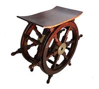 Stylla London Fatto a Mano in Sheesham Indiano con Ruota Pirata o tavolino Nautico Perfetto espositore, Palissandro, Marrone, 42 x 61 x 31 cm