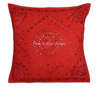 Stylo Culture Tradizionale Fodere Per Cuscini 60x60 cm Grandes Decorativi Per Divano Specchiato Ricamato Rosso Quadrato Chiusura Della Busta 24x24 pollici Copricuscini Poltrona - 1 pz