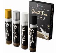 Stylo Pennarelli Acrilici Punta Grossa per Muro, Graffiti e Legno, Set da 4 | Tratto 15 mm, Per adulti, Asciugatura rapida, Inodore, Copre in una sola passata, Anche all'aperto