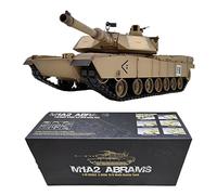 Stylomira 1:16 RC US M1A2 Abrams Main Battle Tank, 2.4GHz Telecomando Veicolo militare con fumo, suono, luci, battaglia multiplayer a infrarossi, lancio Shell (aggiornamento/giallo deserto)
