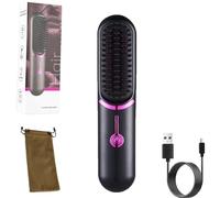 Styluse Hair Brush, Styluse Portable Hair Straightener Brush, 2-in-1 Straightener & Curler, Style Your Hairs in Minutes, 3 Adjustable Temperature for All Hair Type (Black)