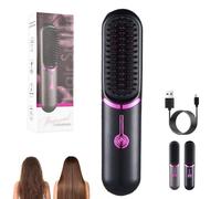 Styluse Hair Straightener, 2 in 1 Cordless Hair Straightener and Curler, Styluse Portable Hairs Straighteners Brush, 3 Gear Ajustable Temperature, Smooth, Frizz-Free, for All Hair Type (Black)