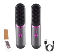 Styluse Hair Straightener, Styluse Portable Hair Straightener Brush, 2-in-1 Straightener & Curler, for All Hair Types, Cordless Hair Straightener Brush Styluse (2 PCS Gray)
