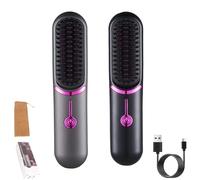 Styluse Hair Straightener, Styluse Portable Hair Straightener Brush, 2-in-1 Straightener & Curler, for All Hair Types, Cordless Hair Straightener Brush Styluse (Black+Gray)