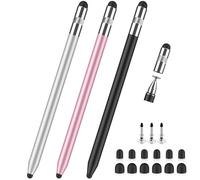 Styluslink - Penna stilo universale 3 in 1 per iPad, iPhone, telefoni Android, Samsung, tablet, Chromebook, laptop, iPad, per tutti i touch screen (rosa/argento/nero)