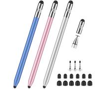 Styluslink - Penna stilo universale 3 in 1 per iPad, iPhone, telefoni Android, Samsung, tablet, Chromebook, laptop, iPad, per tutti i touch screen (blu/rosa/argento)