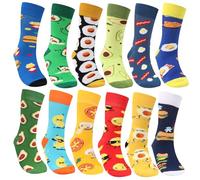 Stynice 12 Paia di Calze Uomo Lunghe - Happy Socks Calzini Uomo Divertenti Donna - Calze Uomo Fantasia Calzini Simpatici Uomo con Motivo Pazzesco e Divertente Come Regalo di Natale