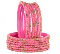 STYOLLO Braccialetto classico in vetro con pietra tempestata e sfera punteggiata dorata, per donne e ragazze, gioielli tradizionali indiani Chudi | Kanch Ki Chudiyaha | Braccialetti da donna per