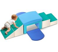 STYPLZ Blocchi di costruzione in schiuma per bambini, blocchi da arrampicata per interni, impalcature per bambini, blocchi di costruzione giganti per sfogarsi e arrampicarsi, (6-1 blu chiaro)