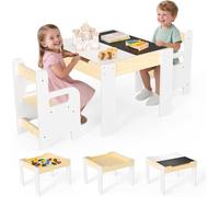 STYPLZ Set tavolo multifunzionale 4 in 1 per bambini: piano rimovibile con lavagna e lavagna bianca, incluse 2 sedie in legno massello, ideale per disegnare, imparare e giocare (2 sedie)