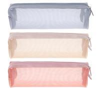 Styquenzer 3PCS Mesh Zipper Pouch Bags Mesh Makeup Brush Bag Bag Portable Travel Cosmetic Bag Multifunzionale Borse trasparenti con cerniera per Home Office Forniture Cosmetici Trucco Accessori da