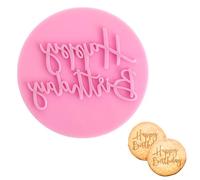Styquenzer Happy Birthday Fondant Embosser, stampino per biscotti 3D, timbro per biscotti con scritta in lingua tedesca "Happy Birthday" per dolci (rosa)