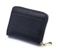 Su.B.dgn Portafoglio in pelle RFID - Porta carte di credito con cerniera compatta, scomparto per monete e soldi per uomini e donne - Nero, Nero, One size, Porta biglietti da visita