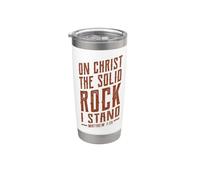 Su Cristo la roccia solida I Stand - Matteo 7:25 Versetto della Bibbia Bicchiere termico in acciaio inox doppia parete