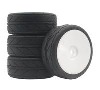 Su Per Strada Pneumatici Cerchi Per Corsa Per HPI Per HSP 1/10 Rc | Gomma Per strada pneumatici Per corsa con mozzo bianco/nero, presa salda e bassa usura per la pista Pneumatici