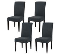 SU SUBRTEX - Set di fodere per sedie da sala da pranzo elasticizzate, rimovibili, lavabili e morbidi, coprisedia con stampa jacquard, 4 pezzi, colore: grigio