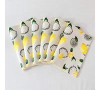 SU SUBRTEX Tovagliette in lino per sala da pranzo con motivo stampato, impermeabili, set di 6 tovagliette da cucina antiscivolo, resistenti, lavabili quadrati (6 pezzi, limone)