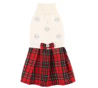 Su ter navide o feo con bordado de copos de nieve, estilo vintage, de punto, para perros, talla M, largo de espalda: 35 cm.