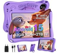 SUAAT 2026 Tablet per bambini 9 pollici Android 15 con 32 GB ROM + TF 2 TB, 5G WiFi, Gemini AI, Octa-Core, Widevine L1, GPS, Face ID, sicurezza bambini, 1340 x 800, 6000 mAh, BT 5.0, Tablet per