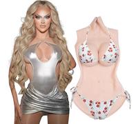 SUAFAXNG Silicone Bodysuit Silicone Swimming Body Suit C-G Cup Fake Breast for Crossdressers Transgender Drag Queen