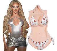 SUAFAXNG Silicone Bodysuit Silicone Swimming Body Suit C-G Cup Fake Breast for Crossdressers Transgender Drag Queen