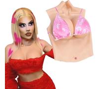 SUAFAXNG Silicone Breastplate Half Body Silicone Breast B-H Cup Fake Breast Forms for Crossdressers Transgender Drag Queen