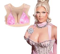 SUAFAXNG Silicone Breasts Round Collar Silicone Breastplate B-G Cup Fake Breasts for Crossdresser Mastectomy Transgender