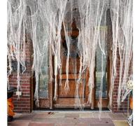Suaflny Garza Nera Halloween 120 x 1000 cm, Cotone Spettrale Cheesecloth, Panno Raccapricciante, Giardino Esterno, Garza Raccapricciante Nera Halloween per Case Stregate, Feste di Halloween (Bianco)