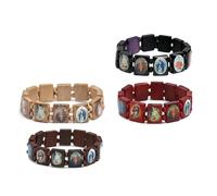 Suammiitstrieadea 4 braccialetti in legno elasticizzati quadrati elastici robusti con cordino dall'aspetto squisito per la domenica di Pasqua prima comunione, No.1, Plastica, come descrizione