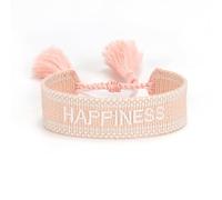 Suammiitstrieadea Braccialetti in corda regolabile con nappe intrecciate per dichiarazione di moda chic con blocco manuale del bordo in poliestere braccialetto intrecciato a mano luce-felicità