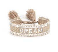 Suammiitstrieadea Braccialetti in corda regolabile con nappe tessute per dichiarazione di moda chic blocco manuale bordo poliestere braccialetto intrecciato a mano felicità kaki, Khaki dream