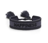 Suammiitstrieadea Braccialetti in corda regolabile con nappe tessute per dichiarazione di moda chic blocco manuale bordo poliestere braccialetto intrecciato a mano felicità kaki, Dark Blue Happiness
