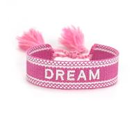 Suammiitstrieadea Braccialetti in corda regolabile con nappe tessute per dichiarazione di moda chic blocco manuale bordo poliestere braccialetto intrecciato a mano felicità kaki, Shiny pink dream