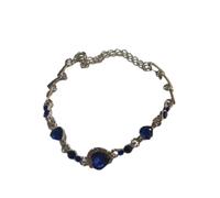 Suammiitstrieadea Braccialetto da donna con cristalli blu, a forma di cuore, con zirconi cubici, regolabile, accessorio alla moda per celebrazioni, as description, Plastica, come descrizione