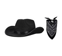 Suammiitstrieadea Cappello da cowboy con bandana quadrata per capelli sciarpa per performance vestire cosplay nero, Nero , 8