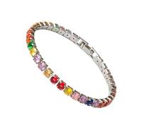 Suammiitstrieadea Eccellente braccialetto tennis con zirconi cubici per donne e uomini in rame ghiacciato catena braccialetto di nozze squisito lavorato a mano colore platino 19 cm