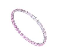 Suammiitstrieadea Eccellente braccialetto tennis con zirconi cubici per donne e uomini in rame ghiacciato catena braccialetto di nozze squisito lavorato a mano platino rosa 17 cm
