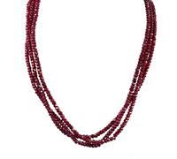 Suammiitstrieadea Hot 3 x 4 mm rubino naturale sfaccettato pietre preziose collana dichiarazione 3 fili, 17.5-19 inch, Poliestere, come descrizione
