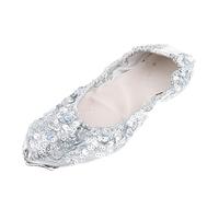 Suammiitstrieadea Scarpe da danza del ventre da donna e ragazza, antiscivolo, con suola morbida, taglia S, colore oro, Argento, XL, 95