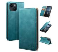 SUANDUCK Custodia per iPhone 14 Plus da 6,7 pollici, in pelle, magnetica, con scomparto per carte di credito, supporto regolabile e protezione contro le cadute a 360°, con Apple 14 Plus, blu