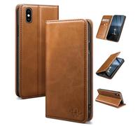 SUANDUCK Custodia per iPhone XS Max da 6,5 pollici, in pelle, con chiusura magnetica, scomparto per carte di credito, supporto regolabile e protezione contro le cadute a 360°, con Apple XS Max