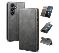 SUANDUCK Samsung Galaxy S23 FE - Custodia a libro in pelle con chiusura magnetica, scomparto per carte di credito, supporto regolabile e protezione contro le cadute a 360°, colore: Grigio