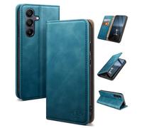 SUANDUCK Samsung Galaxy S23 FE - Custodia a libro in pelle con chiusura magnetica, scomparto per carte di credito, supporto regolabile e protezione contro le cadute a 360°, colore: blu