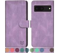 SUANPOT Cover per Google Pixel 7A Blocco RFID Portafoglio Slot CarteSupporto Cellulare Magnetica custodia Pelle Sintetica Cover per Pixel 7A Viola Lilla