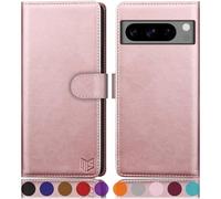 SUANPOT Cover per Google Pixel 8 Pro 5G Blocco RFID Portafoglio Slot CarteSupporto Cellulare Magnetica custodia Pelle Sintetica Cover per Pixel 8 Pro Oro Rosa