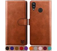SUANPOT Cover per Huawei P20 Lite Blocco RFID Portafoglio Slot CarteSupporto Cellulare Magnetica custodia Pelle Sintetica Cover per Huawei P20 Lite Marrone Chiaro