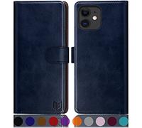 SUANPOT Cover per iPhone 11 6,1 pollici Blocco RFID Portafoglio Slot CarteSupporto Cellulare Magnetica custodia Pelle Sintetica Cover per apple 11 Blu