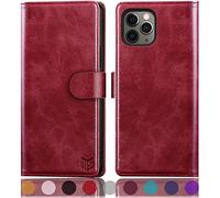 SUANPOT Cover per iPhone 11 Pro 5,8 polliciBlocco RFID Portafoglio Slot CarteSupporto Cellulare Magnetica custodia Pelle Sintetica Cover per apple 11 Pro Rosso