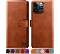 SUANPOT Cover per iPhone 14 Pro Max 6.7" Blocco RFID Portafoglio Slot CarteSupporto Cellulare Magnetica custodia Pelle Sintetica Cover per apple 14 Pro Max Marrone Chiaro