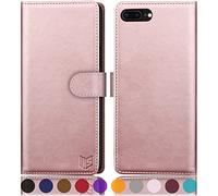 SUANPOT Cover per iPhone 7 Plus/8 Plus 5,5 pollici Blocco RFID Portafoglio Slot CarteSupporto Cellulare Magnetica custodia Pelle Sintetica Cover per apple 7 Plus/8 Plus Oro Rosa